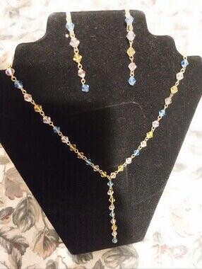 Elegant Gold and Blue Drop Earrings